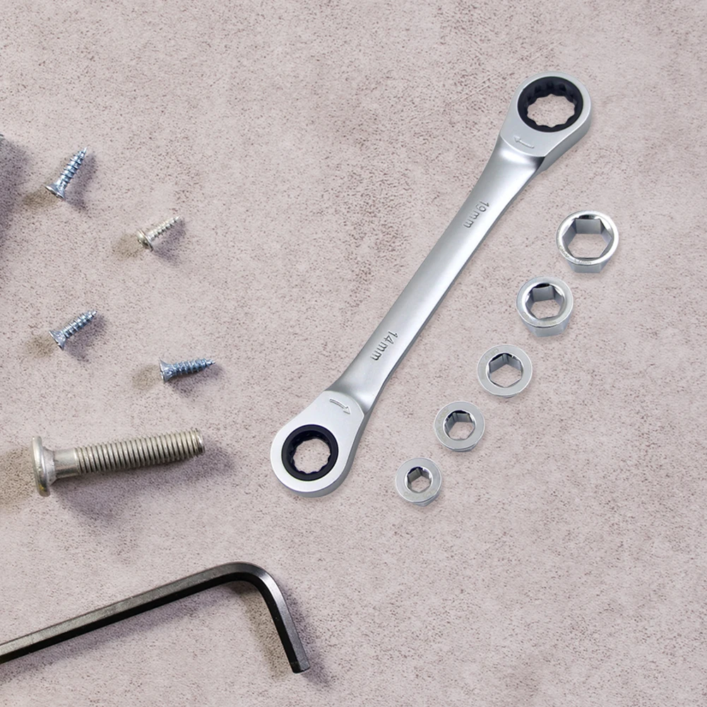 

Combination Spanner Socket Wrench 7 in 1 Multifunction Double End Ratchet Wrench for Household Metal Easily Handle Parts