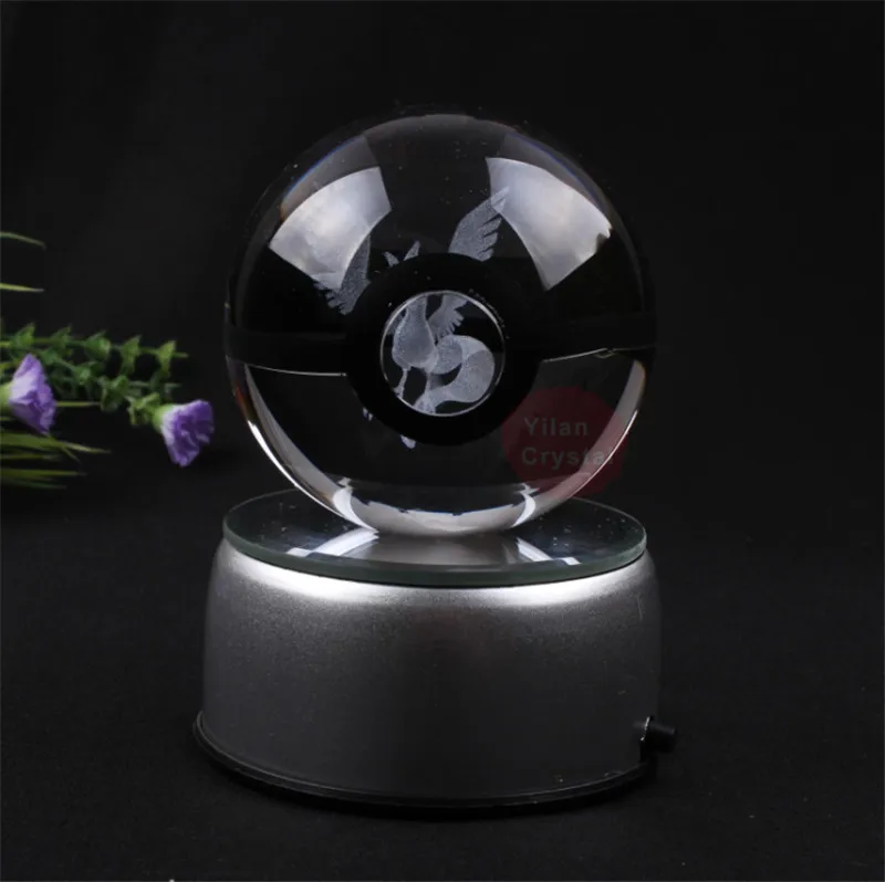 Стиль Pokemon Ball с гравировкой хрустальный шар для подарка с Led светильник - Цвет: atrituno