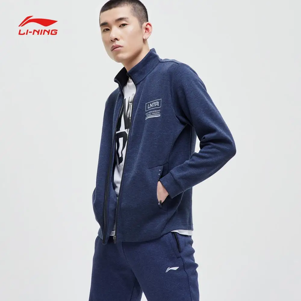 Li-Ning мужской тренировочный свитер на молнии 66% хлопок 34% полиэстер подкладка