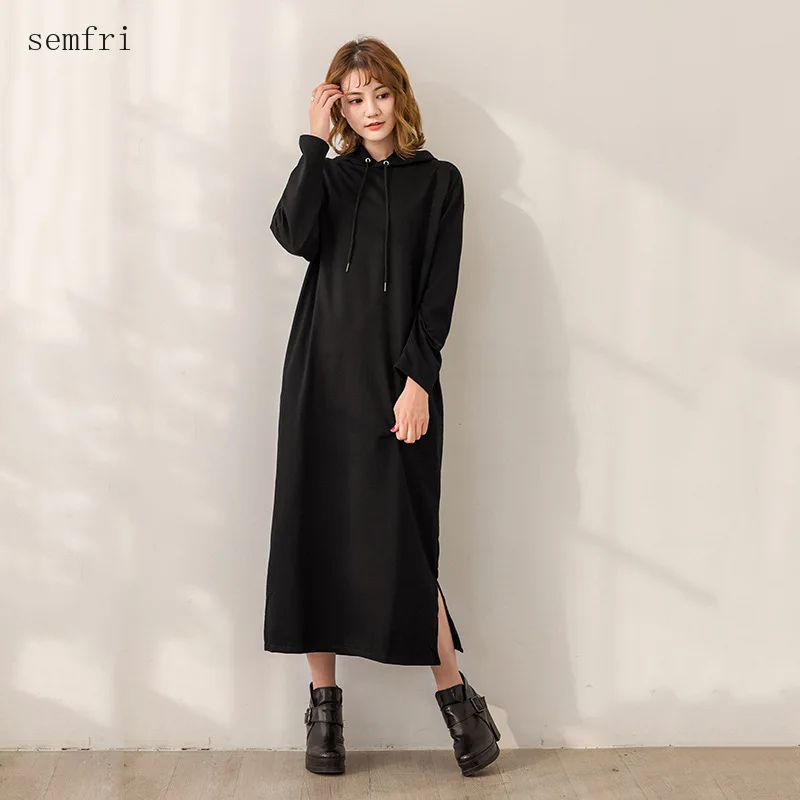Весенне-осеннее платье Semfri женские элегантные платья с капюшоном Женская
