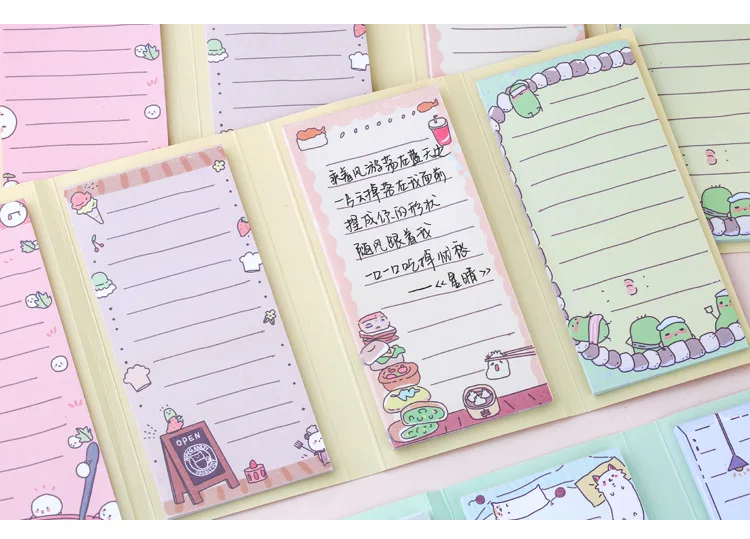 Kawaii мультфильм Животные блокнот милый канцелярский дневник Diy Липкие заметки 4 складной портативный Блокнот Школьные офисные поставки Papeleria