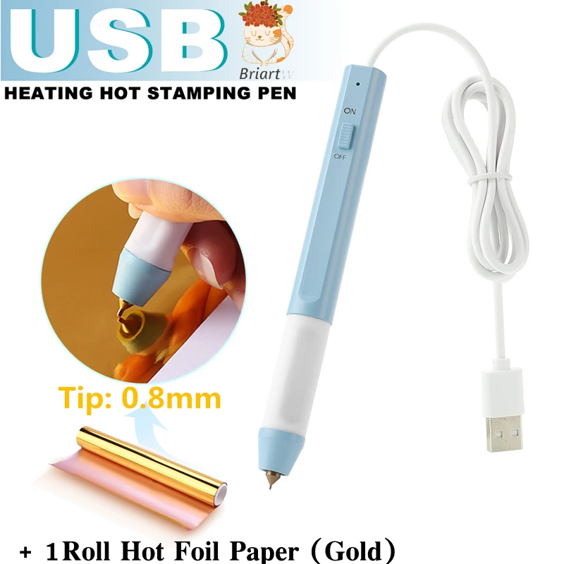 

USB нагревательная Горячая ручка для стемпинга набор для скрапбукинга наборы инструментов Золотой проблесковый горячий рулон фольги для со...