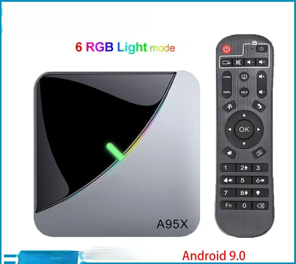 Приставка Смарт-ТВ A95X F3 AIR Android 9 0 4K BT Wi-Fi Amlogic S905X3 RGB светильник ка мультимедийный