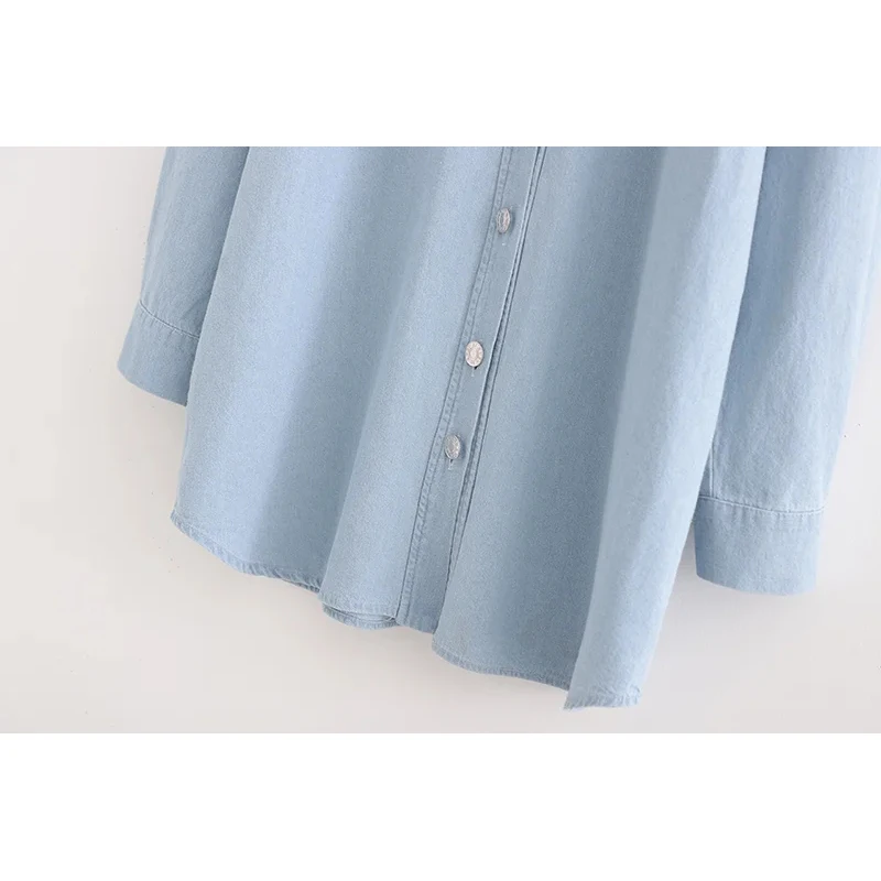 

Klacwaya Women 2020 Sweet Fashion Lapel Collar Long Sleeve Female Shirts Office Wear Ruffles Denim Blouses Blusas Chic Tops