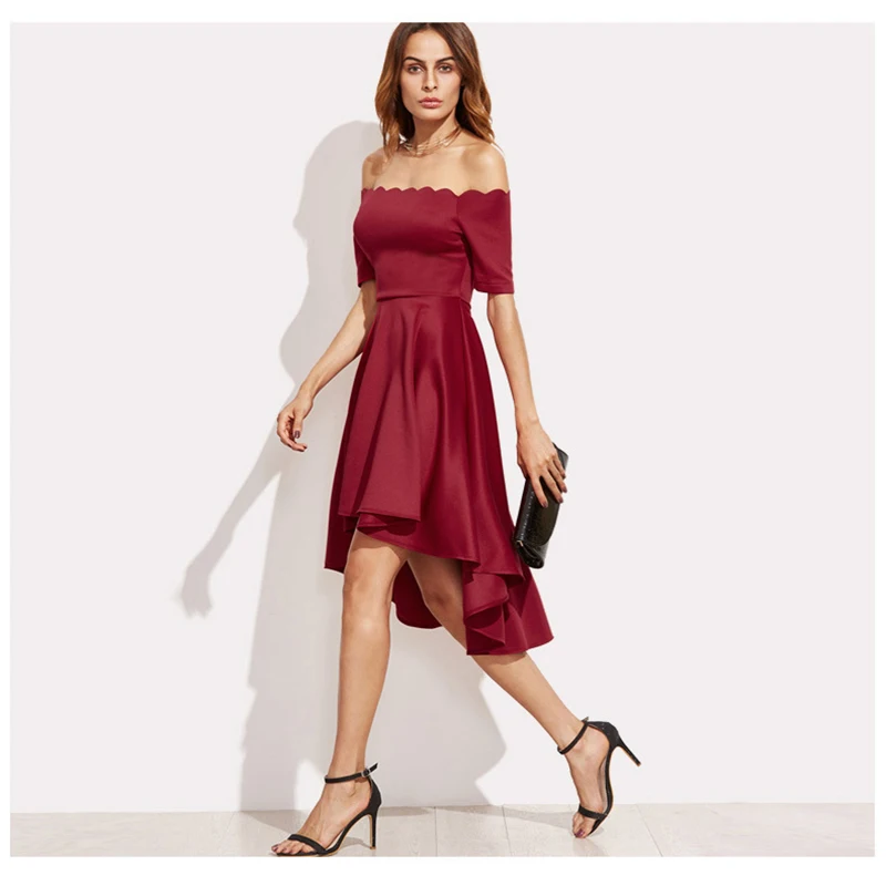 Новинка 2019 женское элегантное платье с открытыми плечами и коротким рукавом