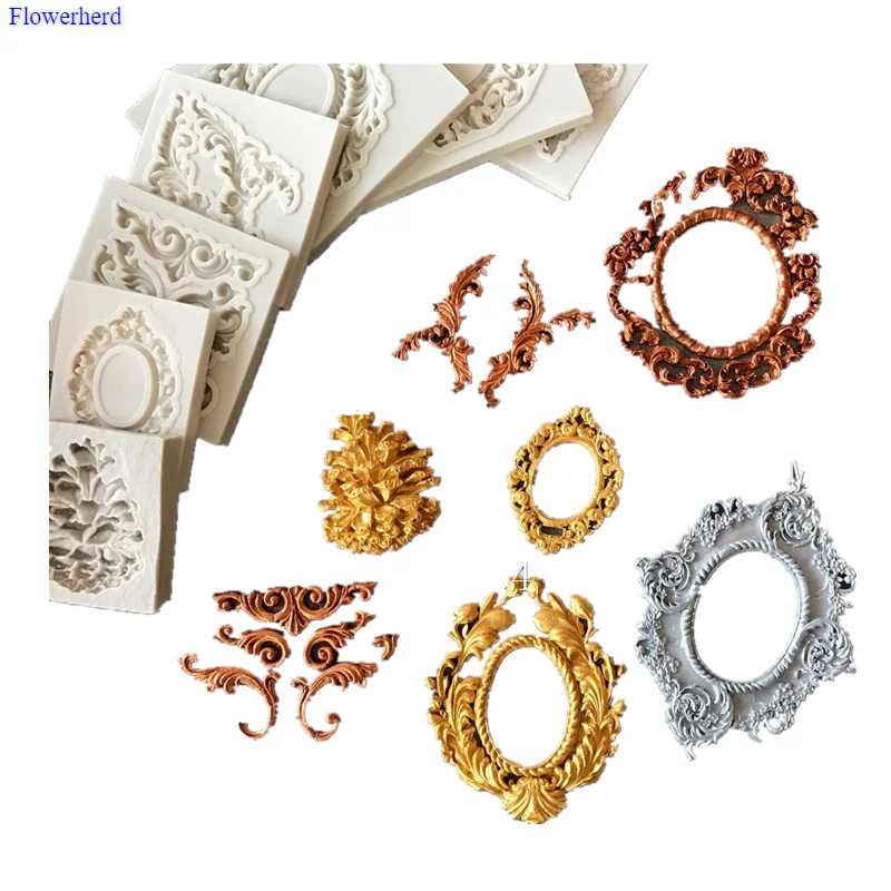 Античный тиснение рамка Fondant (сахарная) торта силикона прессформы Инструменты