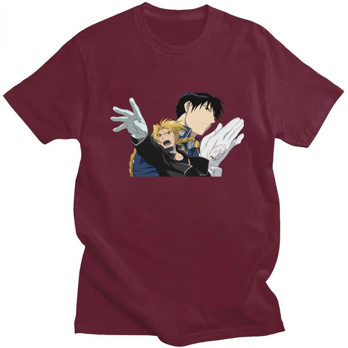 

Summer Fashion Japanese Anime Alchemist Art Print T-Shirts Casual Short Sleeve O-neck Cotton Top Tees Cosplay Streetwears