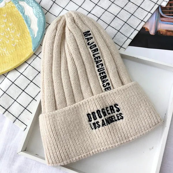 Детская шапка Skullie Beanies для мальчиков и девочек, зимняя однотонная шапка с надписями и ушками, теплые эластичные модные аксессуары - Цвет: 3