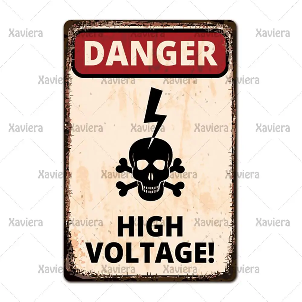 

Danger Warning Metal Tin Sign Beware of High Pressure Dust Hazards Retro Metal Plaque Vintage Art Poster Wall Sticker Home Decor