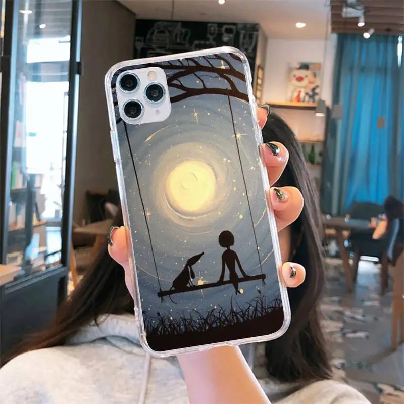 

Cute Owl Hearts Lover Christmas Phone Case Transparent for iPhone 6 7 8 11 12 s mini pro X XS XR MAX Plus se cover funda shell