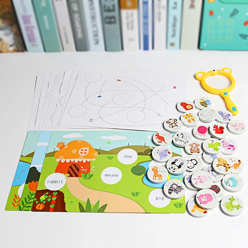 

Montessori Board Game Kids Visual Writing Training Game Animal Matching Toy Line Tracking Game Pen Control Early Educational Toy