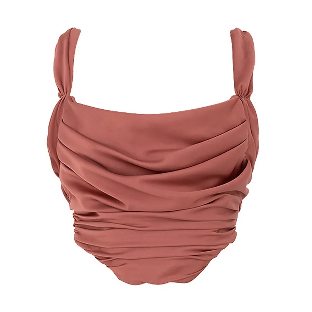 

Glamm Lady Sexy Casual Crop Top Lace Up Pink Short Tops For Women Camis Backless Tank Top Fashion Female Ropa Mujer 2021 New