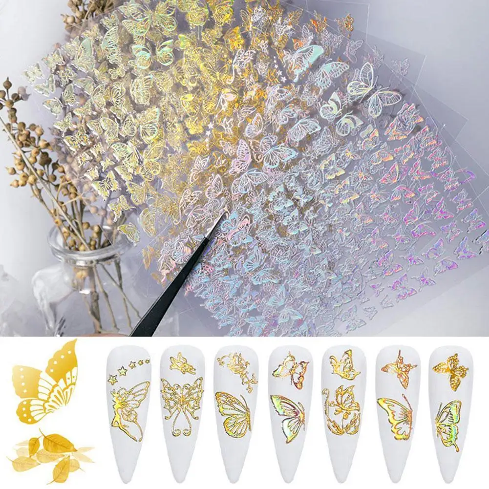 

1Pc 3D Butterfly Nail Art Stickers Adhesive Sliders Colorful DIY Golden Nail Transfer Decals Foils Wraps Decor Nail Beauty Tools