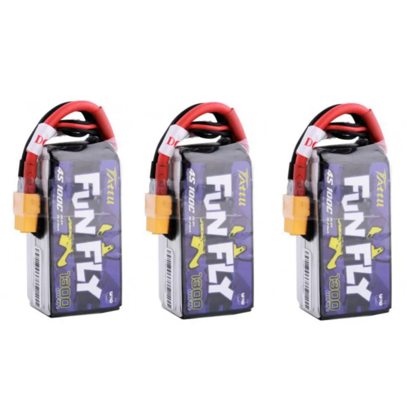 4 шт. литий полимерный аккумулятор Tattu Funfly 1300 мАч 14 8 в 100C 4S1P с разъемом XT60 для
