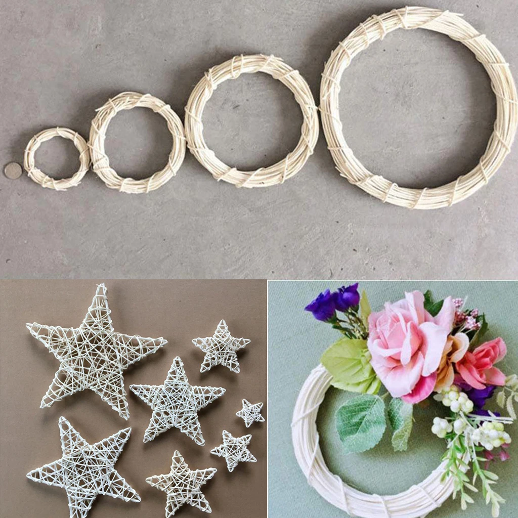 Звездный Круглый венок из ротанга цветочный винограда свадебная гирлянда на