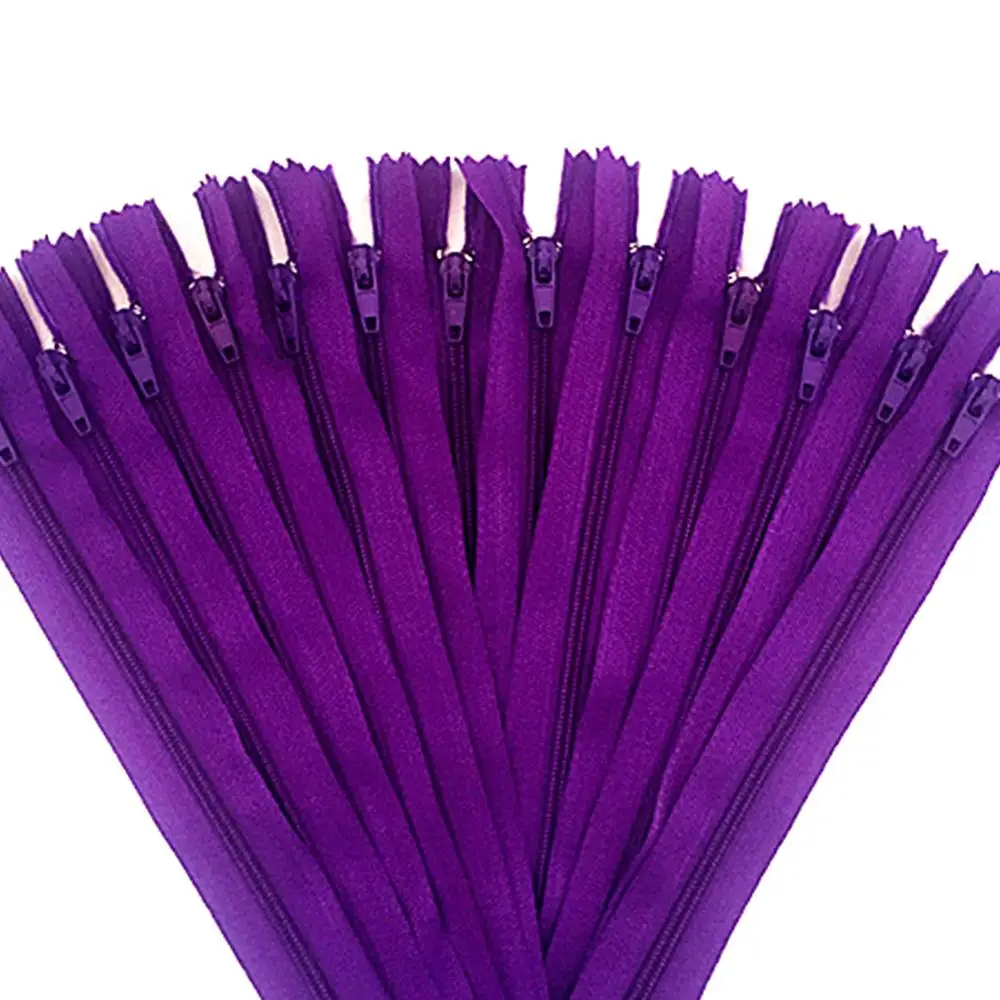 

10 pieces. 55cm (22inch) Purple nylon coil, zipper, tailor, crafter and fgdqrs
