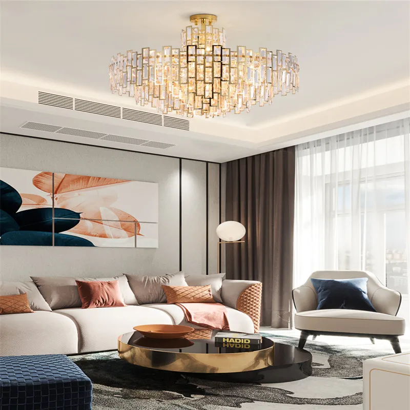 Хрустальная люстра из нержавеющей стали для гостиной современный светильник в