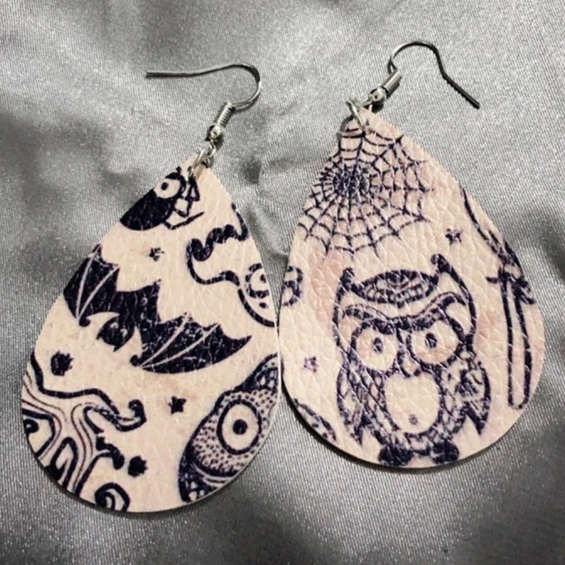 

Halloween Earrings Skull Pumpkin Teardrop PU Leather Bohemia Dangle Drop Earrings