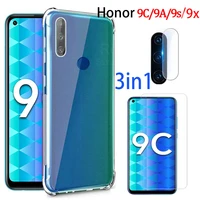 3in1 camera protector glass on for huawei honor 9c 9 c airbag case honor 9 a s 9a armor back cover honor9 c honor9c honor9a 9x