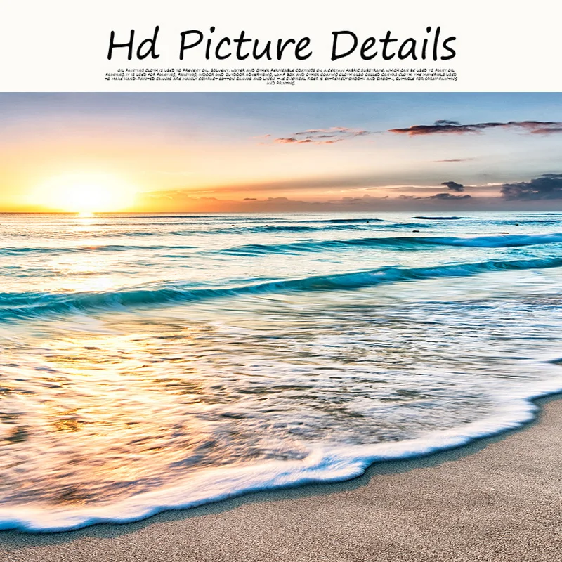 

Natural Gold Beach Sunset Landscape Posters and Prints Canvas Painting Mediterran Scandinavian Wall Art Picture for Living Room