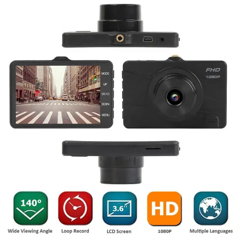 Прочная Dashcam Классическая нежная текстура V08 3 6 дюймовый ЖК экран Автомобильный