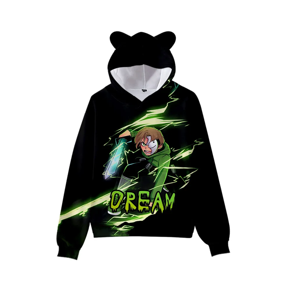 

DreamWasTaken Hoodie for Boys Girls Sweatshirt Dream Smp Merch Clothes Children Kawaii Cat Ear Hooded Kids Anime Cosplay Clothes