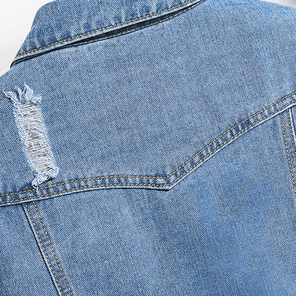 Женская Потертая джинсовая куртка бомбер базовая Повседневная винтажная