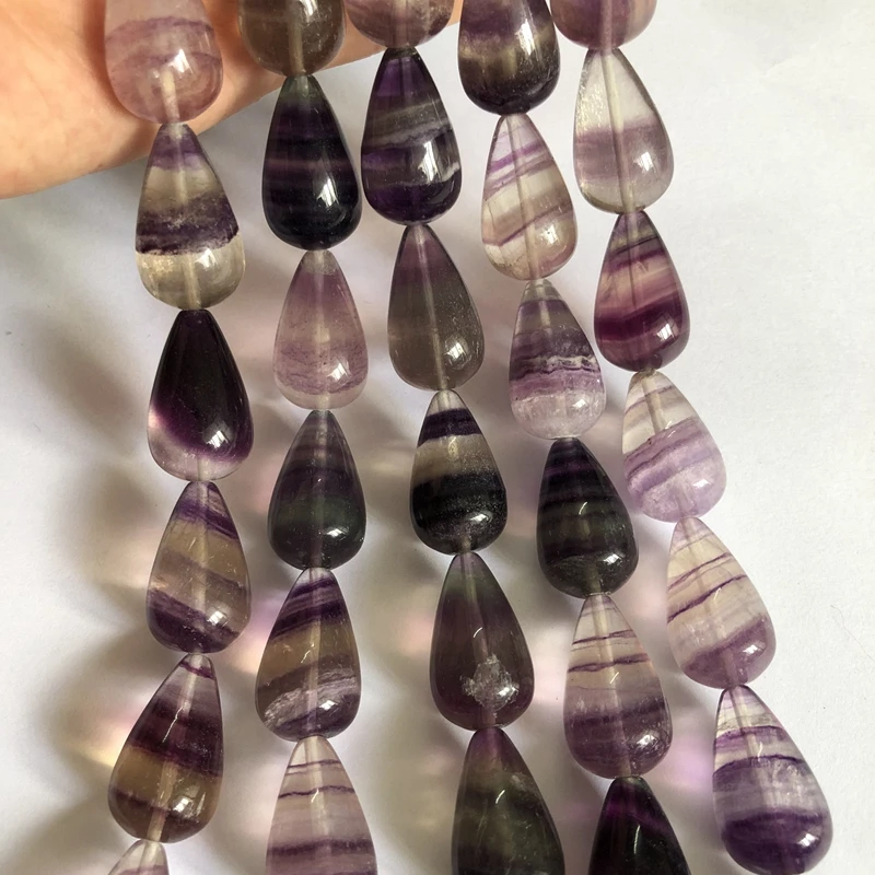 Natural Flourite Beads Gem stone Beads 14x24mm Rainbow Fluorite Teardrop Beads Gem stone Jewelry Making Beads 15