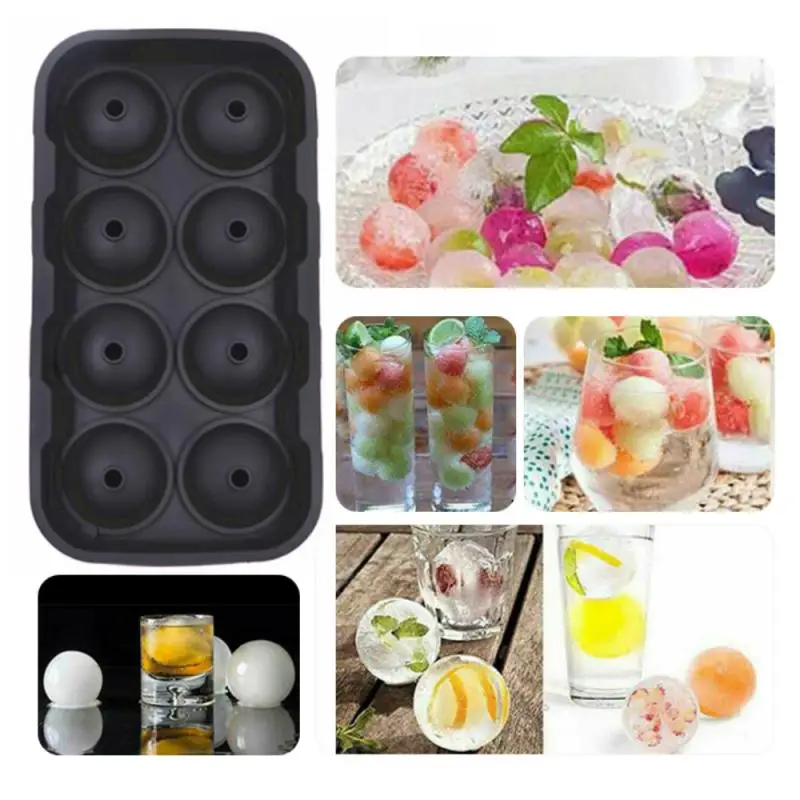 

Large Size 8 Cell Ice Ball Mold Silicone Ice Trays Whiskey Ice Ball Maker 8 Silicone Molds Maker For Party Bar Supplies Tools