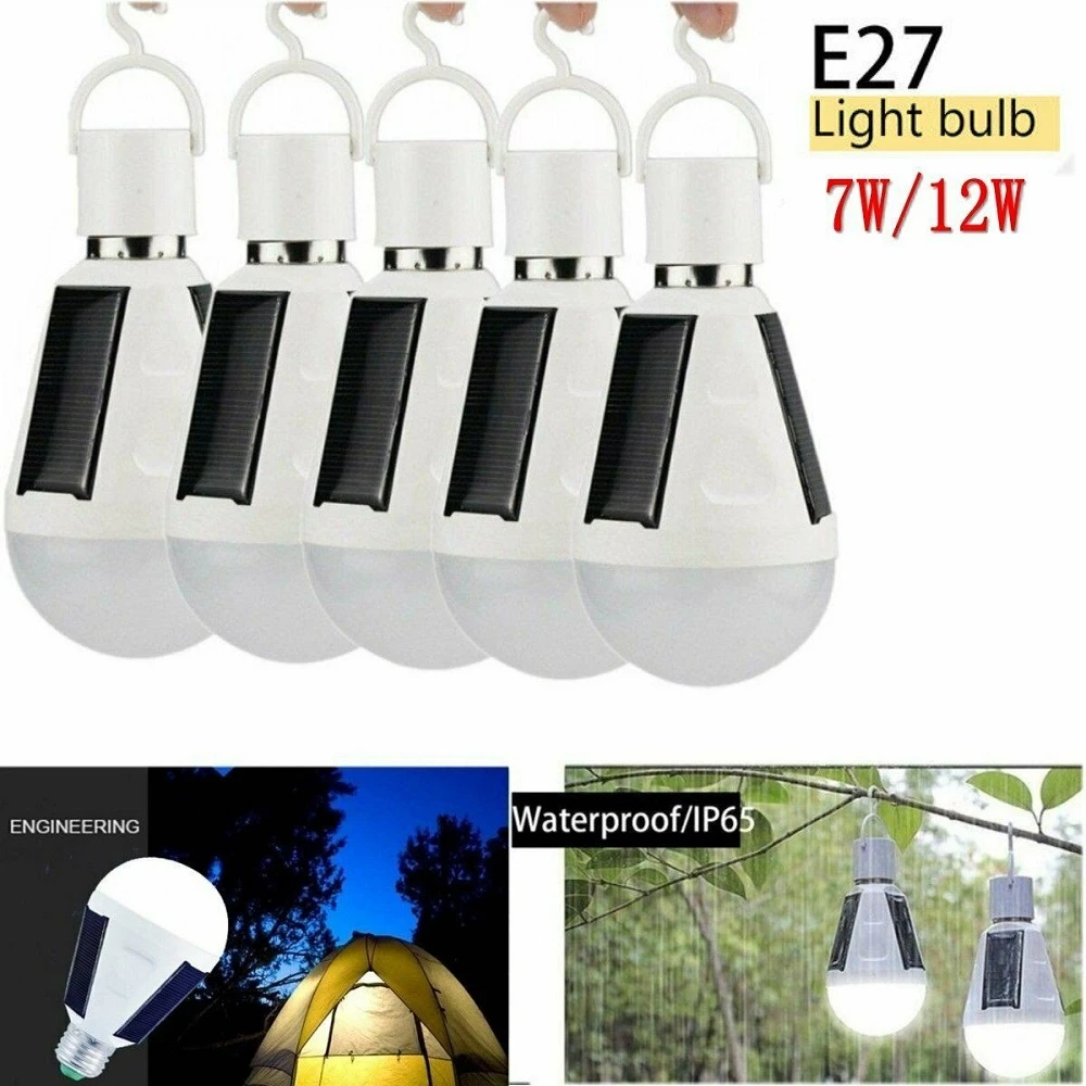 

E27 LED Solar Light Bulb AC85-265V 7W/12W Solar Panel Powered LED Bulb Light for Portable Outdoor Garden Camping Tent Lamp