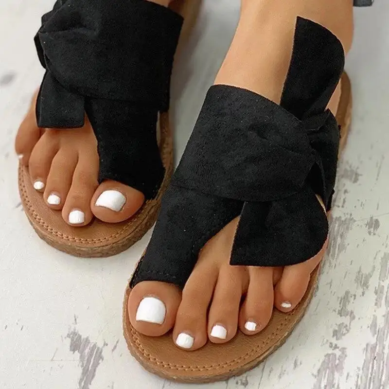 

2021 Fashion Summer Shoes Woman Retro Beige Bow Outdoor Ladies Flip Flops Beach Slides for Female Platform Women Footwear