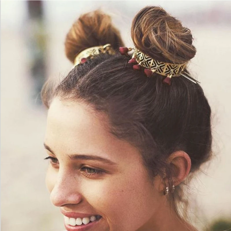 

Hollow out Tassels Metal Hair Stick Bun Holder Hairpin Barrette Hair Clip Clamp T4MD