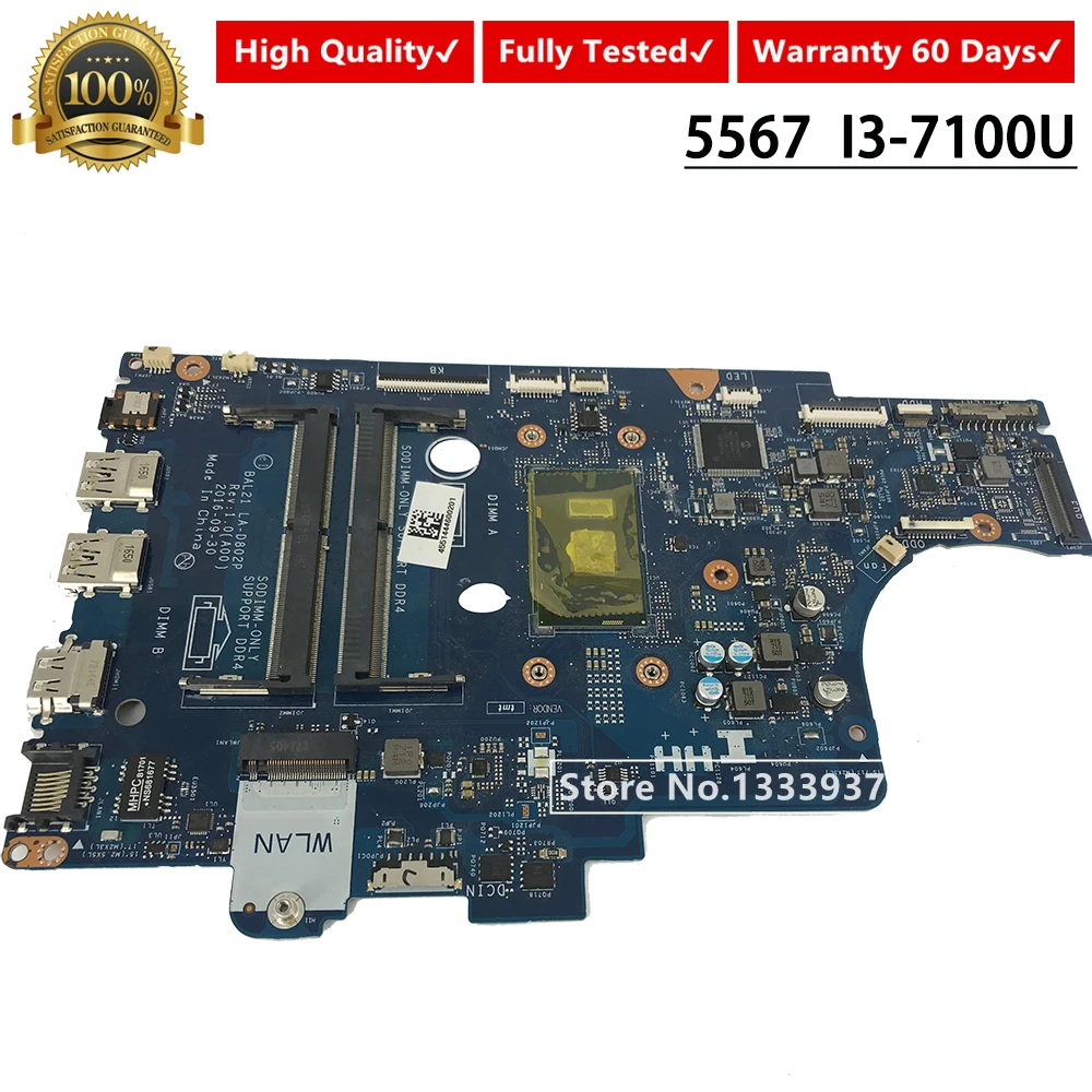 BAL21 LA-D802P для DELL Inspiron 15 5567 5767 материнская плата портативного компьютера с i5-7200U DDR4 тестирование материнской платы CN-0Y8N7H 0Y8N7H Y8N7H