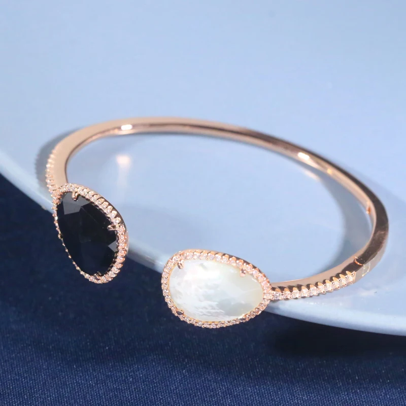 

s925 Sterling Silver Bracelet Monaco Jewelry Zircon Mother Shell Opening Bracelet Valentine's Day Party Charm Lady Present