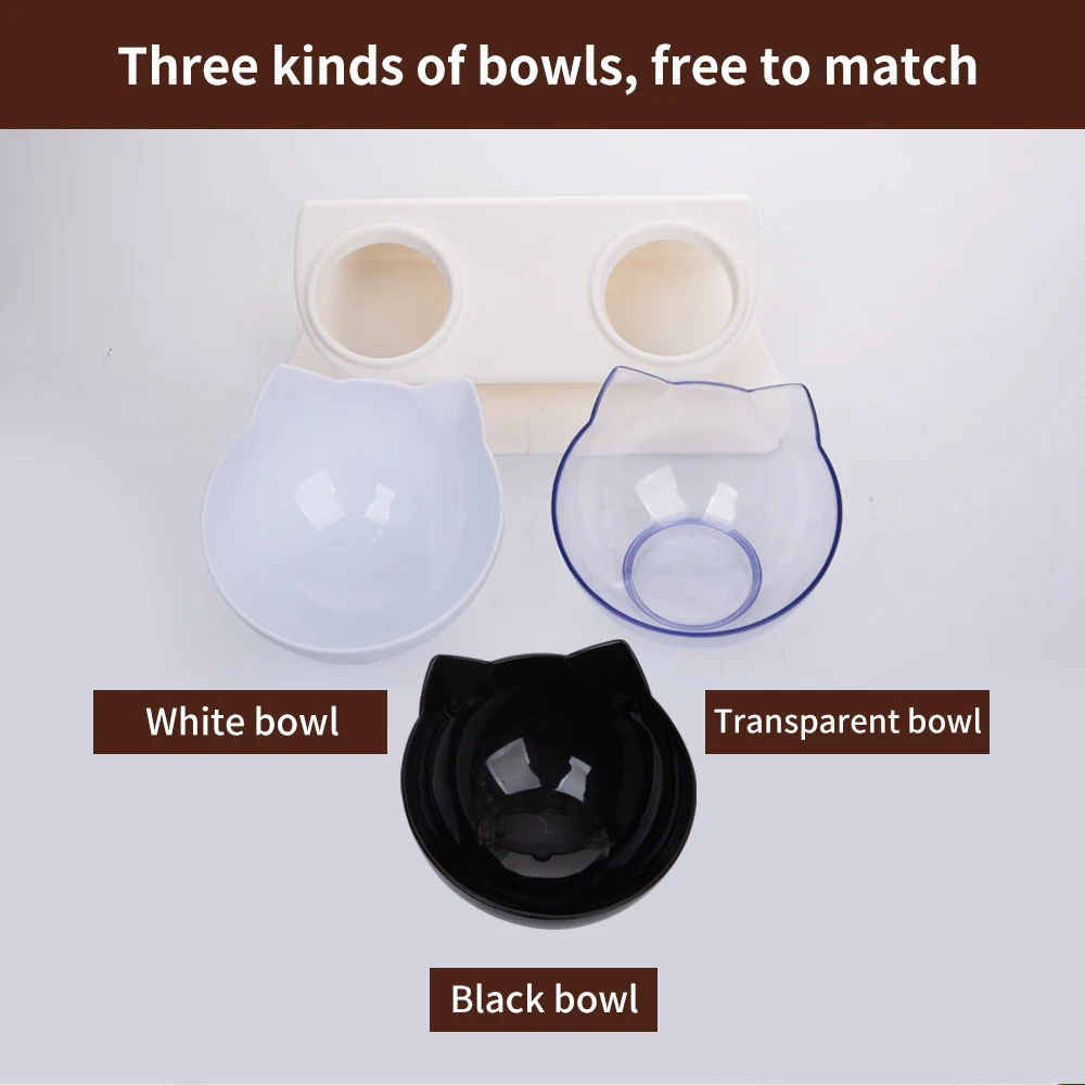 

Raised Double Dog Cat Bowls with Anti Slip Stand 15 Degree Tilted Elevated Feeders Cute Pet Food Feeding Water Cats Feeder Bowl