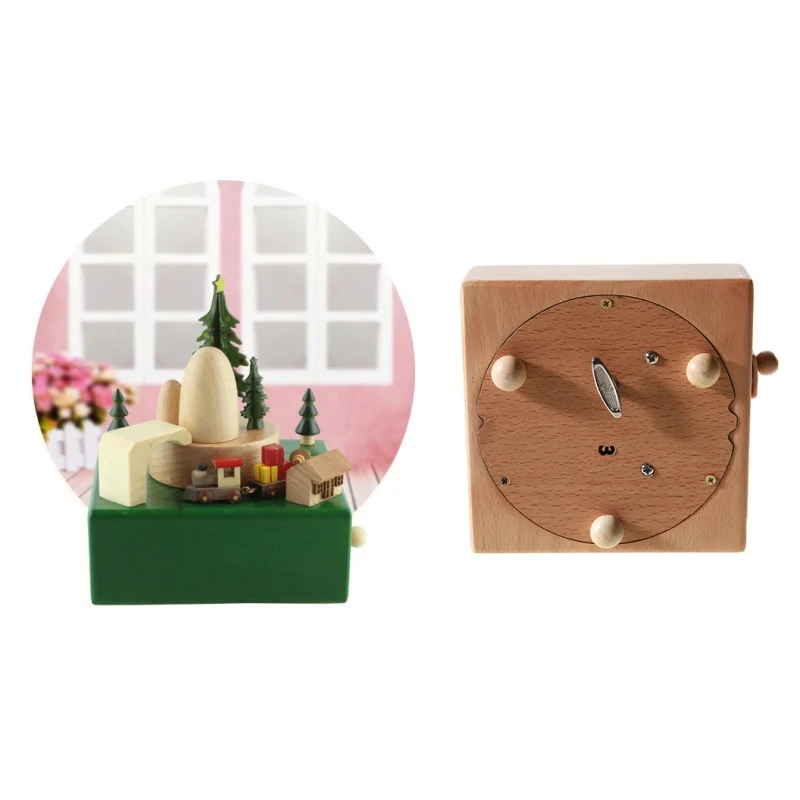 

Modern Christmas wooden music box Wooden Decorations Table Ornaments Christmas Gift Christmas Home Decoration Accessories