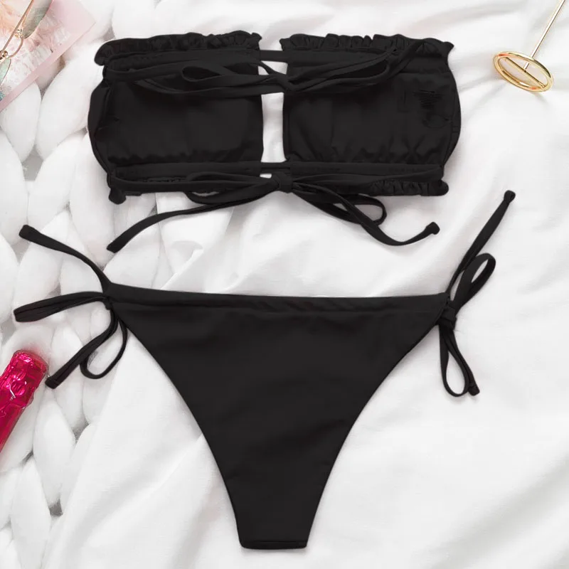 Misswim пикантное микро-бикини Строка бикини неоновый купальник с высоким вырезом без бретелек Push Up Купальники для женщин, купальный костюм