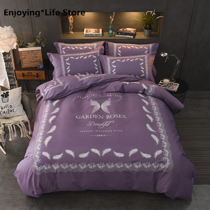 

New Cotton Printed Fashion Bedding Set Comfortable Soft Duvet Cover Set Bed Sheet Comforter Pillowcases Queen King Size 4pcs