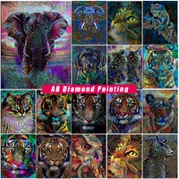 5d ab diamond painting tiger cat home decor elephant full squareround diamont embroidery mosaic aniaml art cross stitch picture