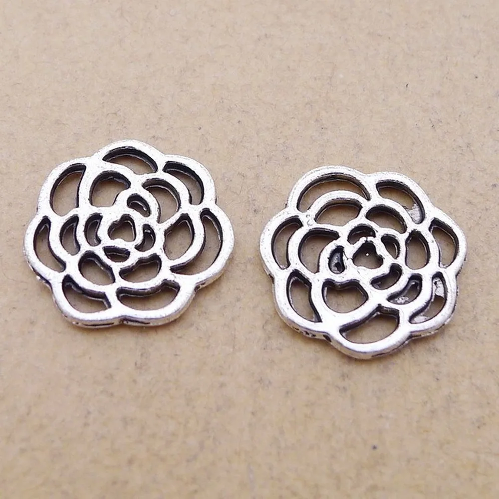 

200 шт., подвески в виде цветка, 16 мм x 16 мм