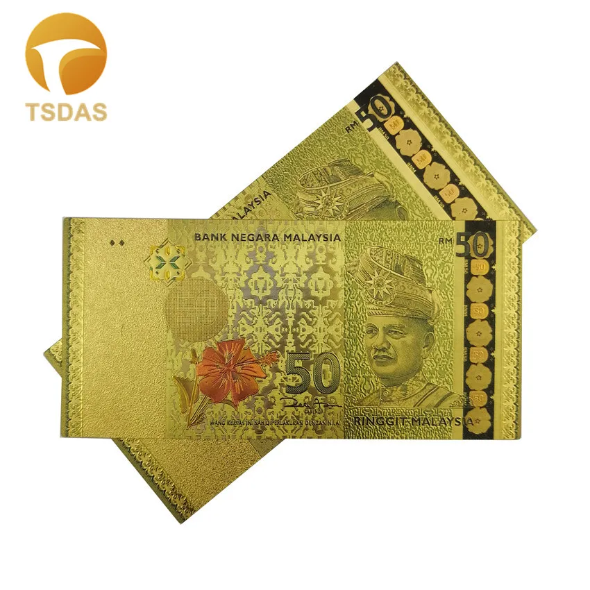 Малазийская Золотая фольга для банкнот 50 мелодий банкноты деловых подарков и