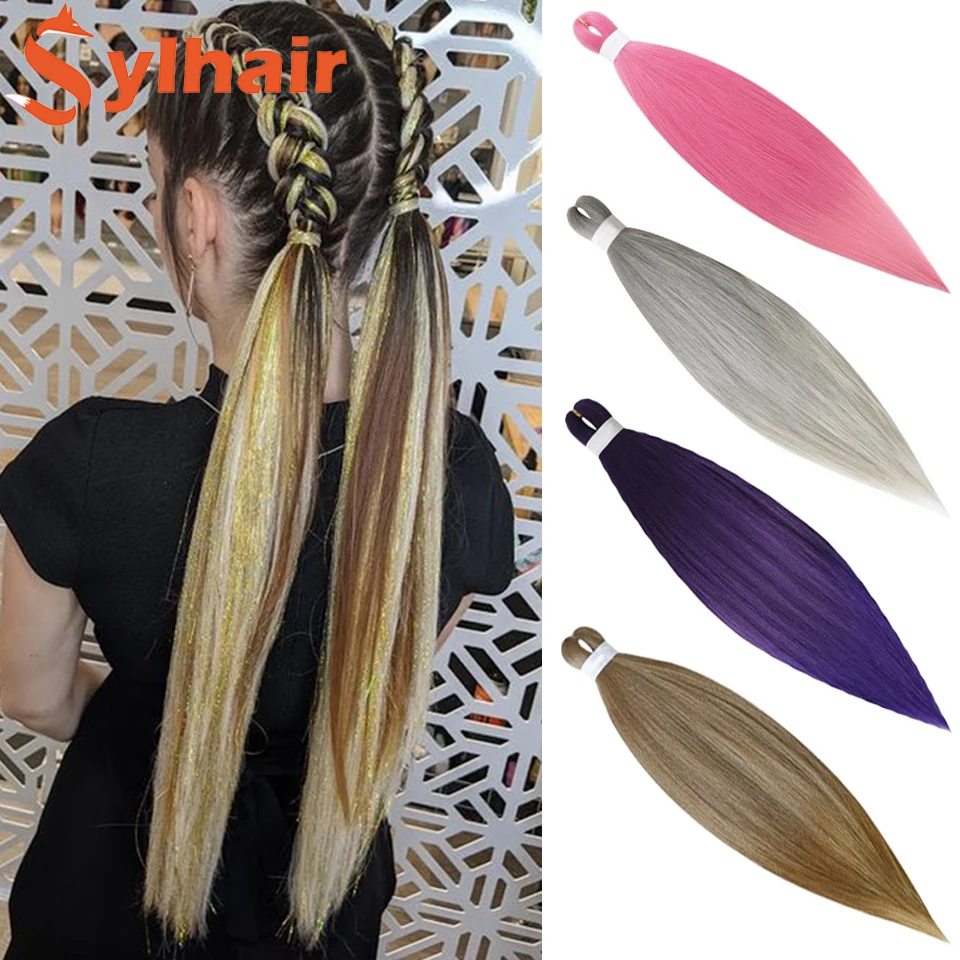 

Pre Stretched Braiding Hair Extensions Easy Crochet Braid Hair Bundle Yaki Straight Ombre Synthetic Box Afro Braids Sylhair