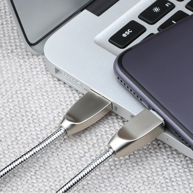 Металлический Плетеный USB зарядный кабель для IPhone X XR 8 7 6 Type C Samsung Note 9 S10 S9 S8
