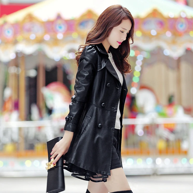 Женская куртка из искусственной кожи верхняя одежда зимнее пальто большого