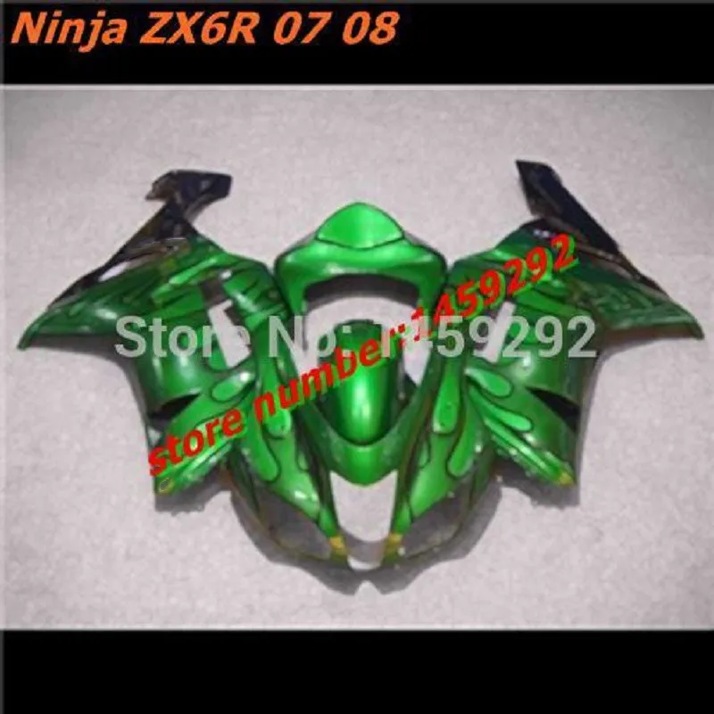 Новый ABS полный комплект обтекателей зеленый для Kawasaki ZX6R 2007 2008 мотоцикл
