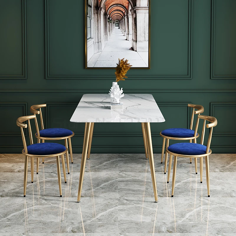 Железный стол и стул обеденный в скандинавском стиле на спинке простой для