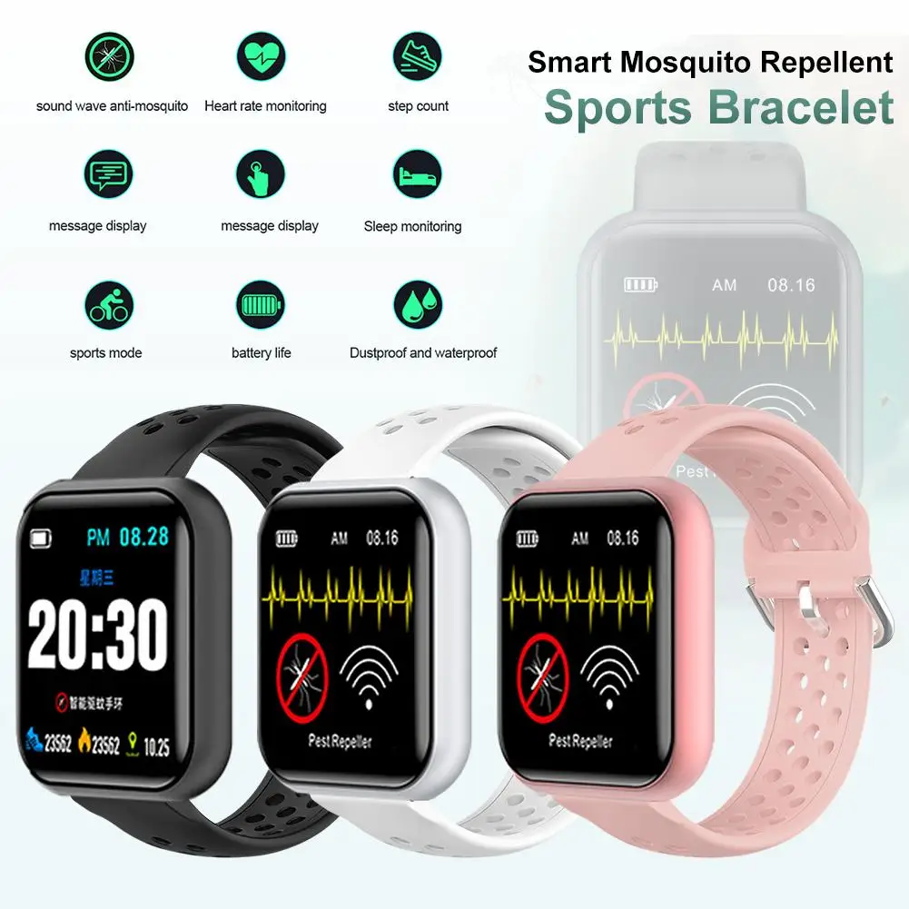 Репеллент от комаров ультразвуковой смарт браслет с датчиком кровяного давления
