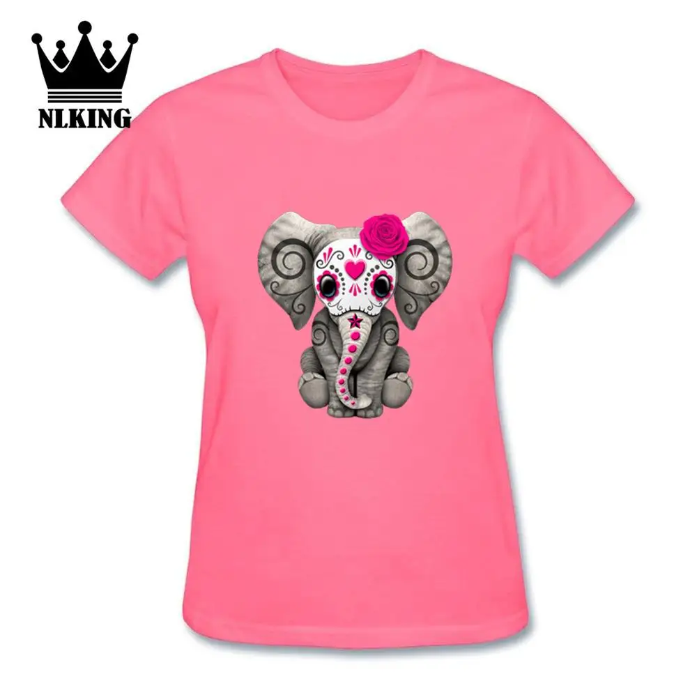 Dead Sugar Skull Baby Elephant футболка для женщин розовый подарок на день от девочки 100% Хлопок