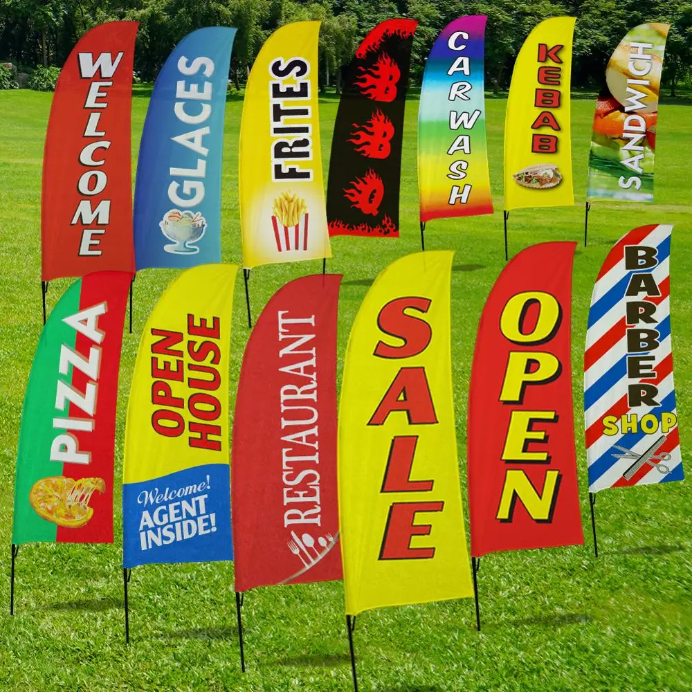 Barber Shop Flag Sign Adveritsing Feather-Flag  Kit Set Welcome Open Sale Car Restaurant Custom Swooper Flagpole images - 6