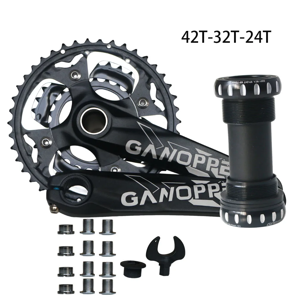 Цельнокроеный MTB интегрированный набор Шатунов 9S 10 11S 175 с 32 T/34 T/36 T 38T 40T 42T круглая Звездочка 104BCD - Цвет: 42T-32T-24T Crankset